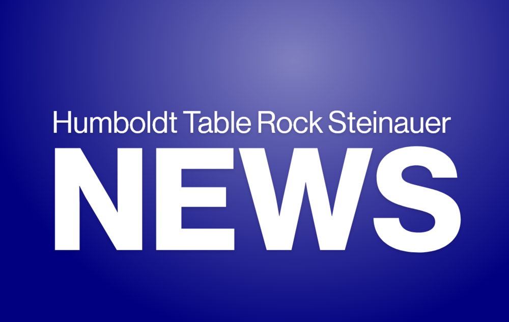 Humboldt Table Rock Steinauer News in white lettering with blue background