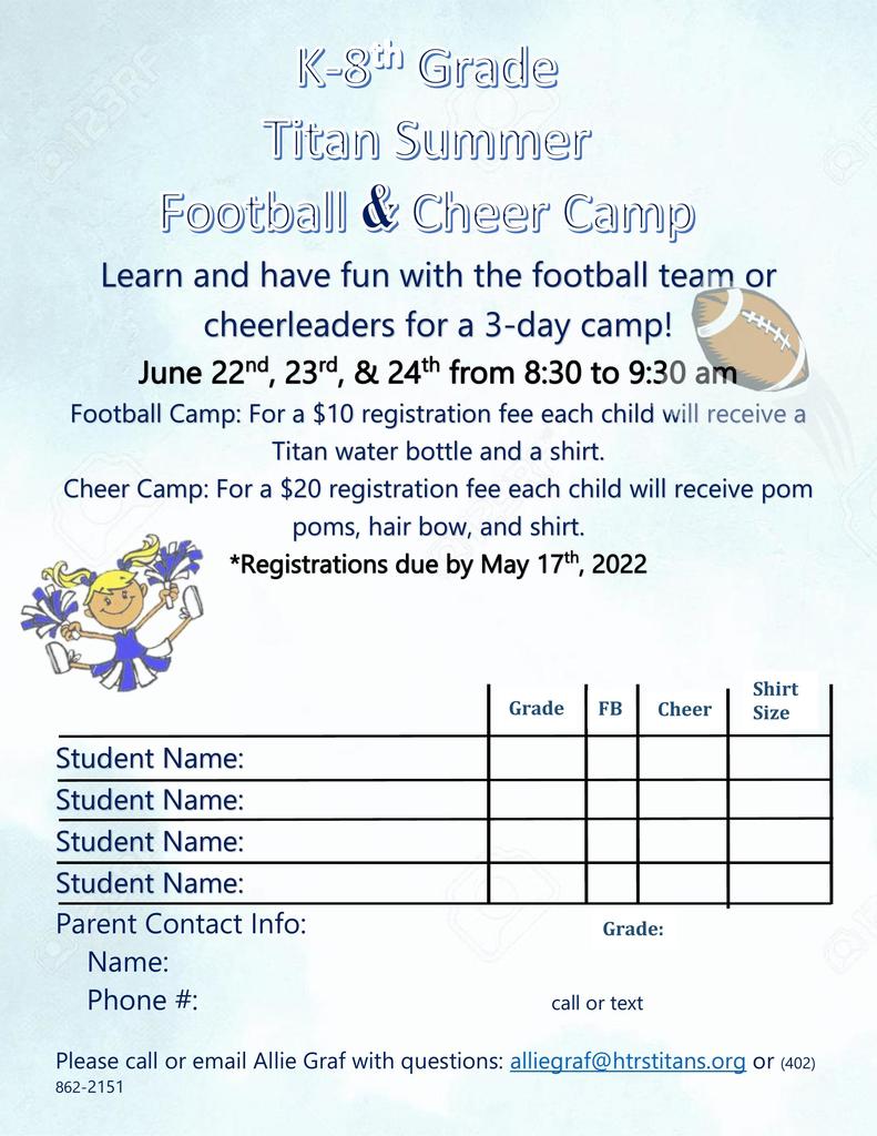 Cheer and Football Camp Form